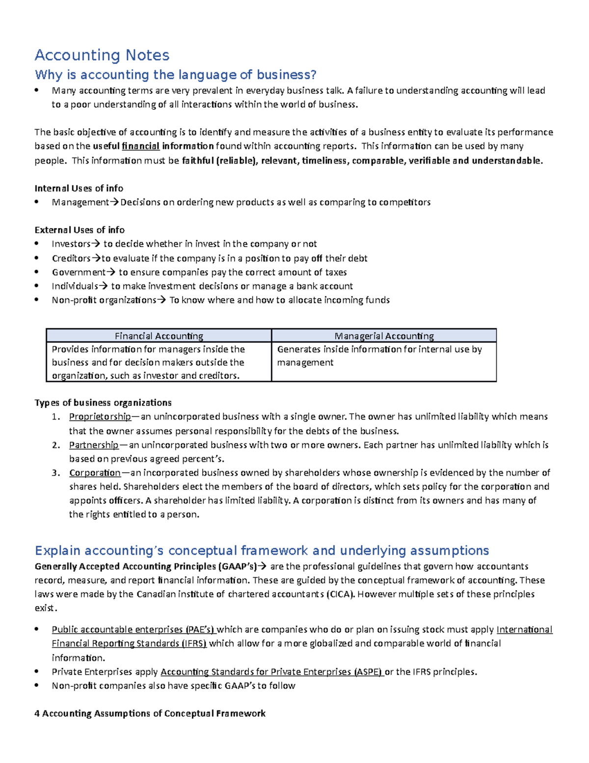 Accounting Notes - Accounting Notes Why is accounting the language of ...