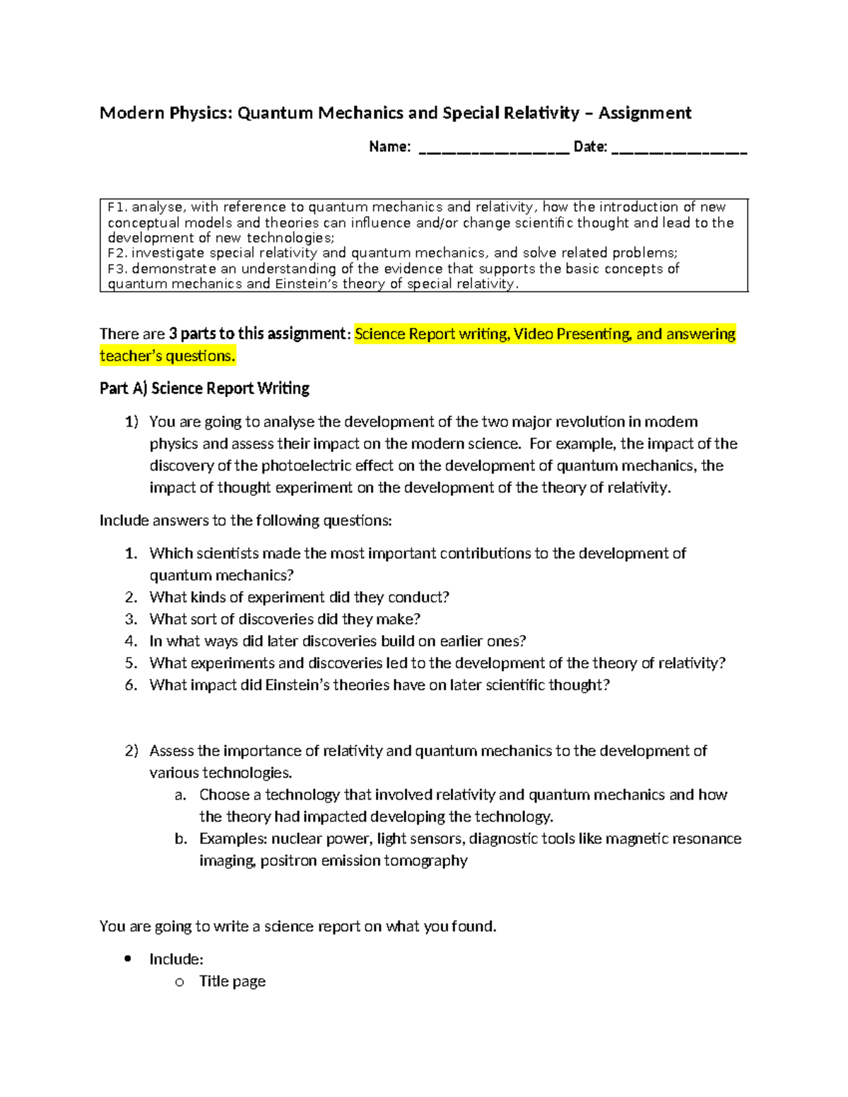 Special Relativity assignment - Modern Physics: Quantum Mechanics and ...