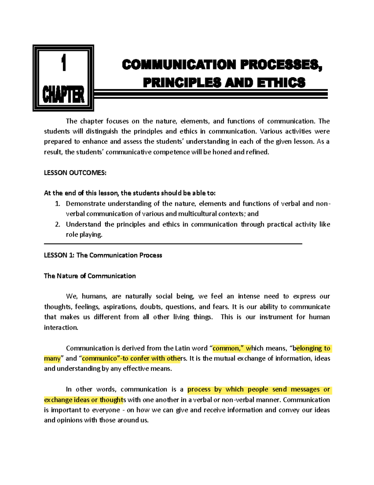 PC Chapter 1 - Lecture notes - The chapter focuses on the nature ...
