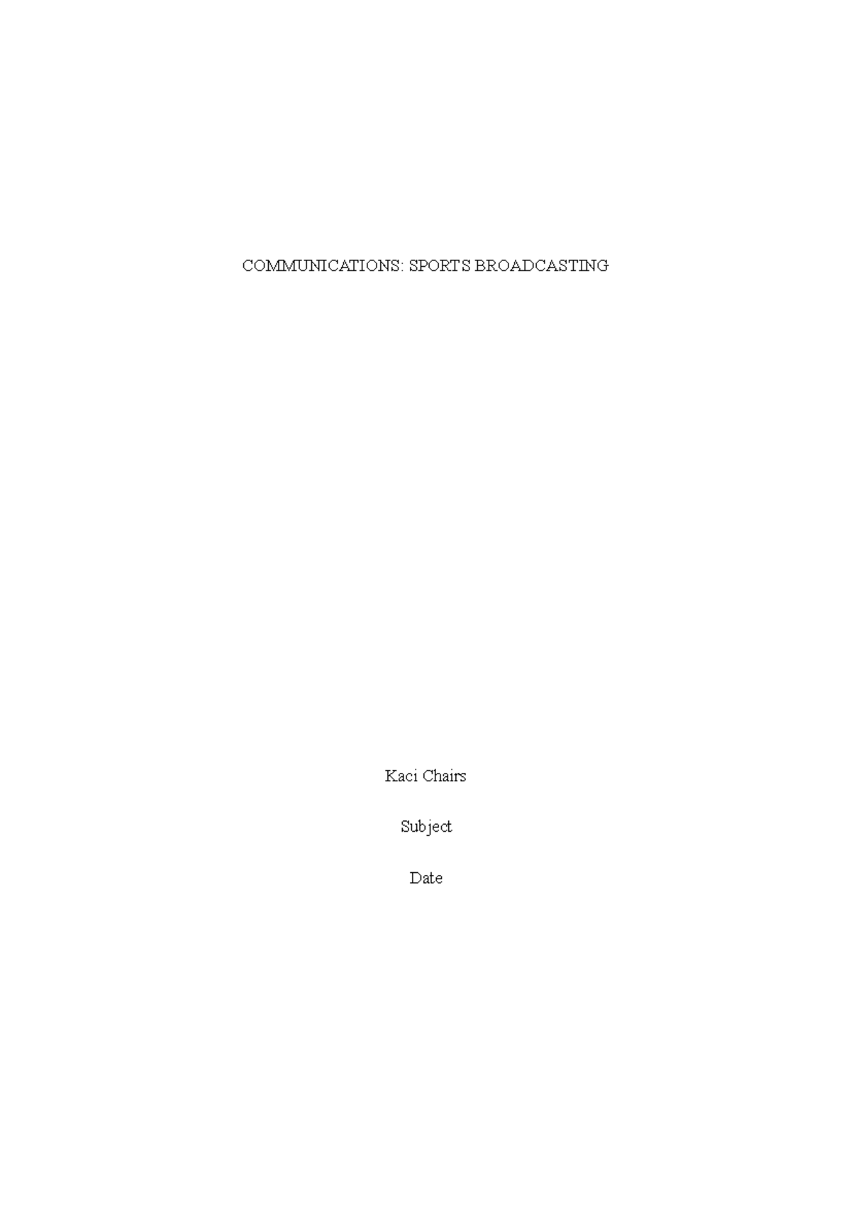 910244259Sports Broadcasting COMMUNICATIONS SPORTS BROADCASTING