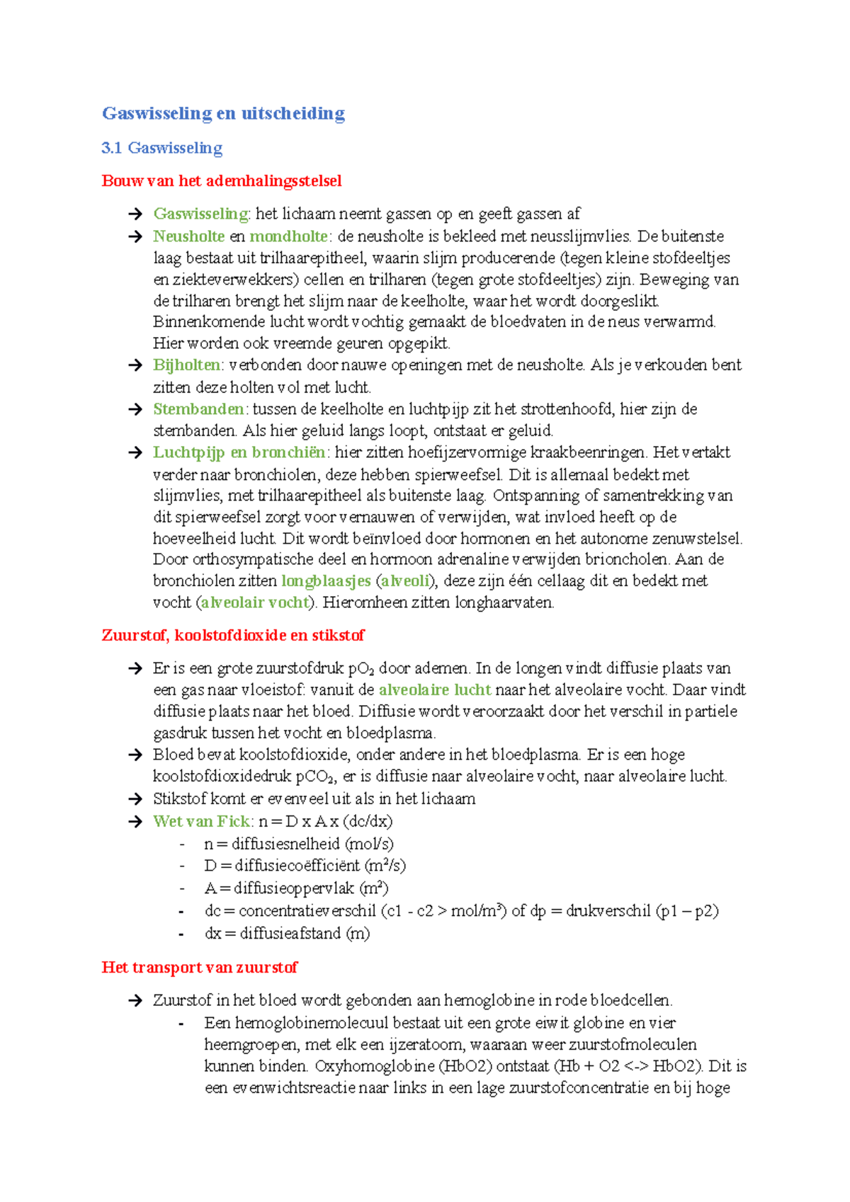 Biologie Gaswisseling En Uitscheiding - Gaswisseling En Uitscheiding 3 ...