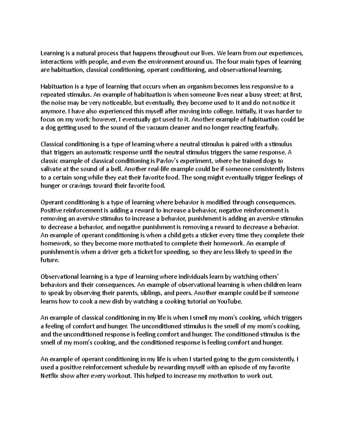 Response Paper 2 - Learning is a natural process that happens ...