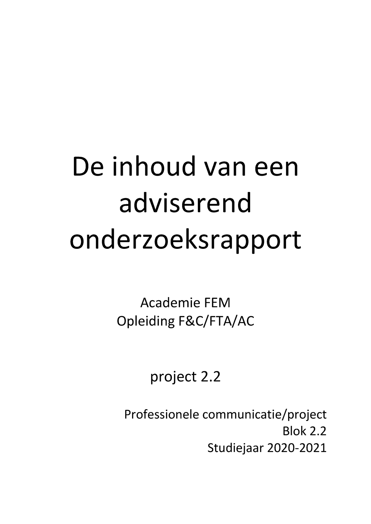 Reader Adviesrapport - De Inhoud Van Een Adviserend Onderzoeksrapport ...