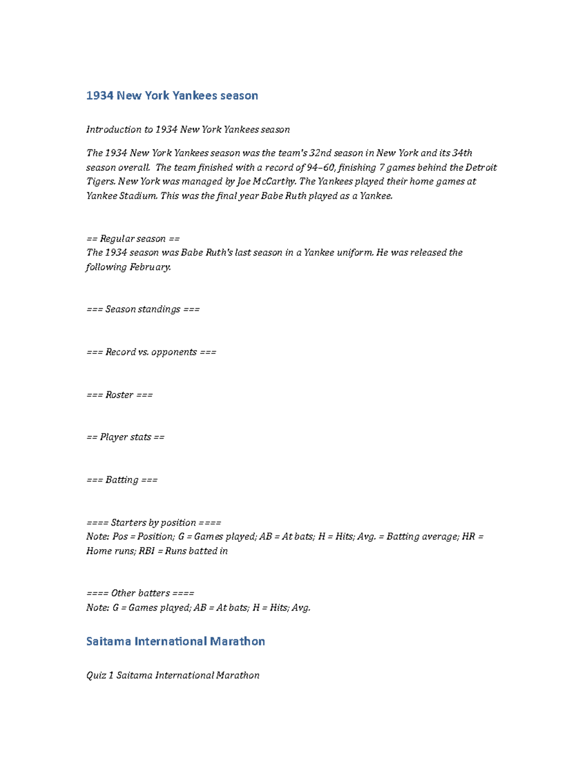 PSY167Lab1934 New York Yankees season 1934 New York Yankees season