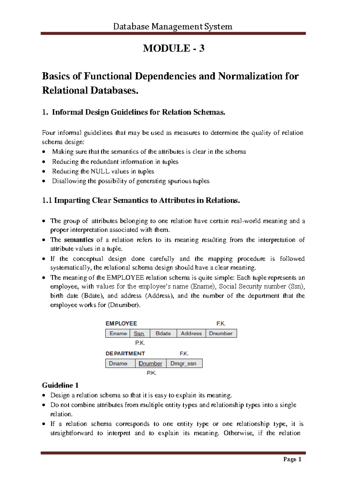 Module 3 DBMS Notes - MODULE - 3 Basics of Functional Dependencies and ...