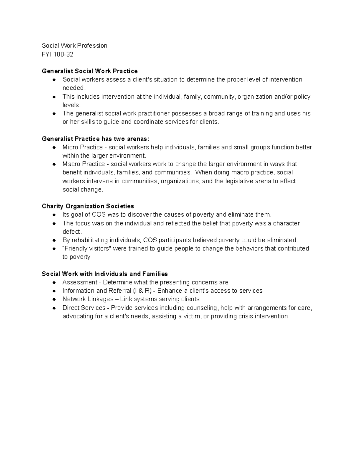 Swk profession 3 - Lecture notes - Social Work Profession FYI 100 ...
