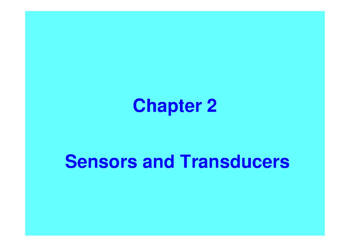 Sensors and transducers 1 Chapter 2 Sensors and Transducers Infrared