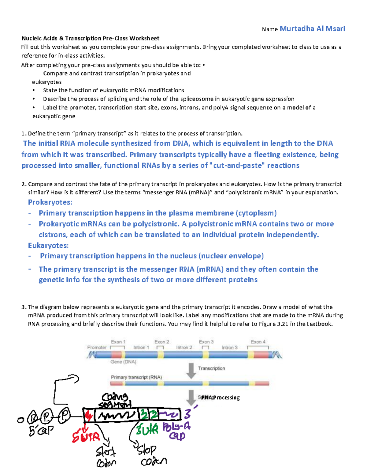 Life Science 7A - Professor Pham - Week 5b Transcription 2 Reading ...