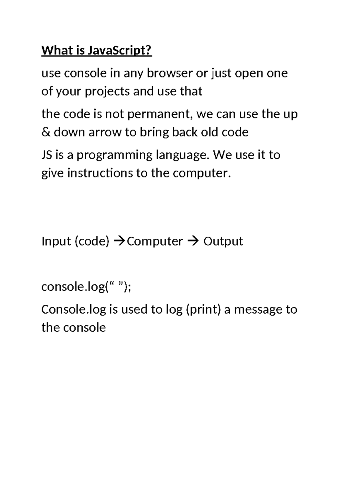 Java Script 1 - tybca - What is JavaScript? use console in any browser ...