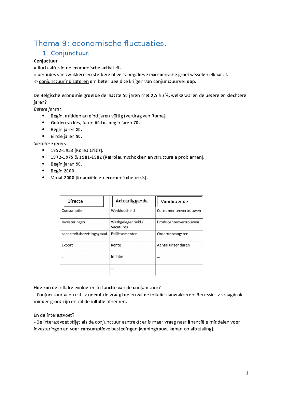 Thema 9[5415] - Economie - Thema 9: Economische Fluctuaties. 1 ...