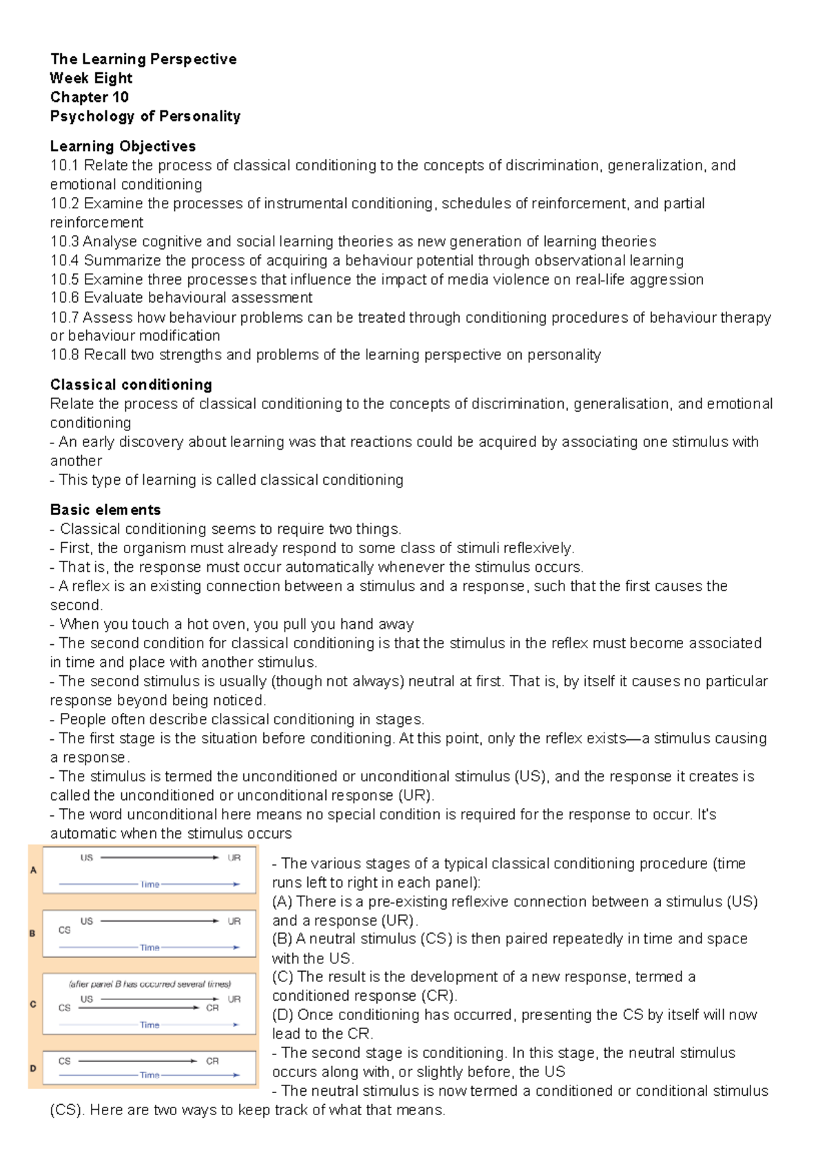 The Learning Perspective- Chpater 10- Week eight- personality - The ...