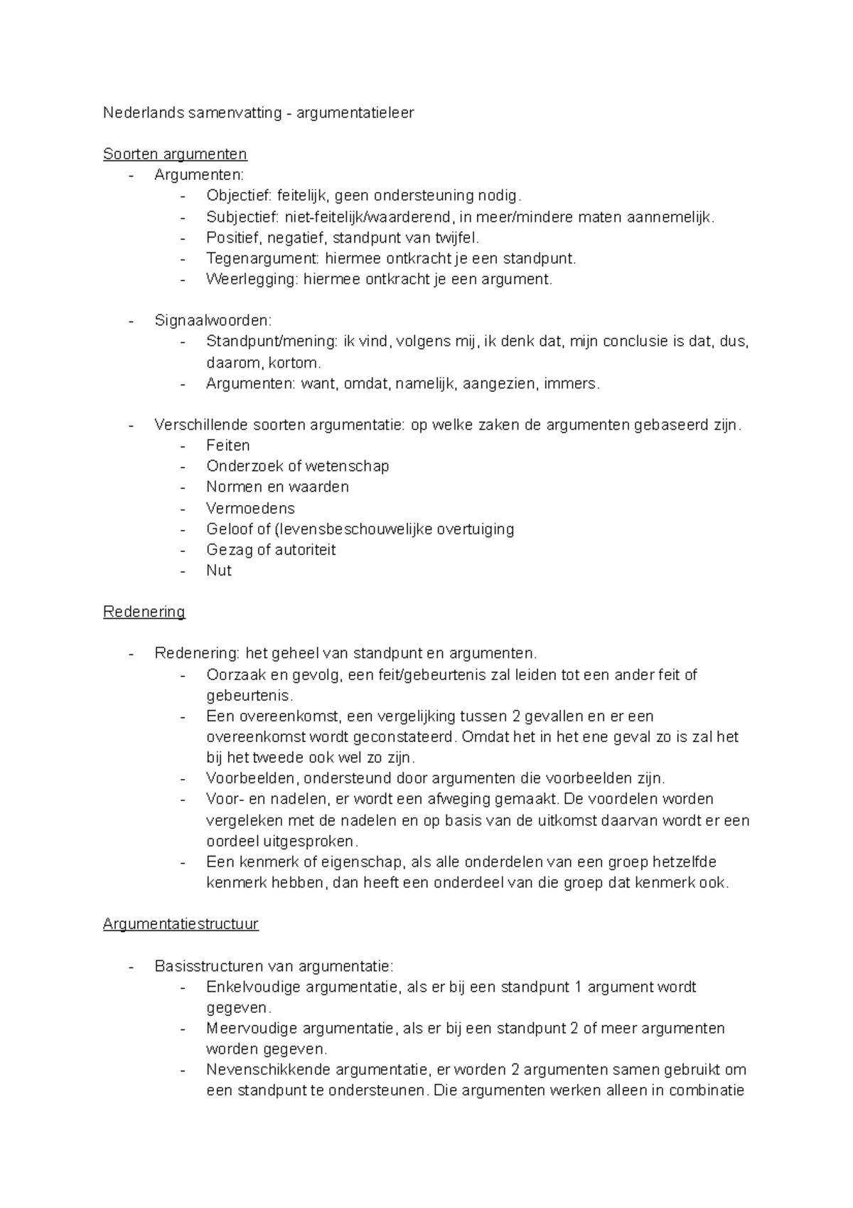 Nederlands Smvt - Argumentatieleer - Nederlands Samenvatting ...