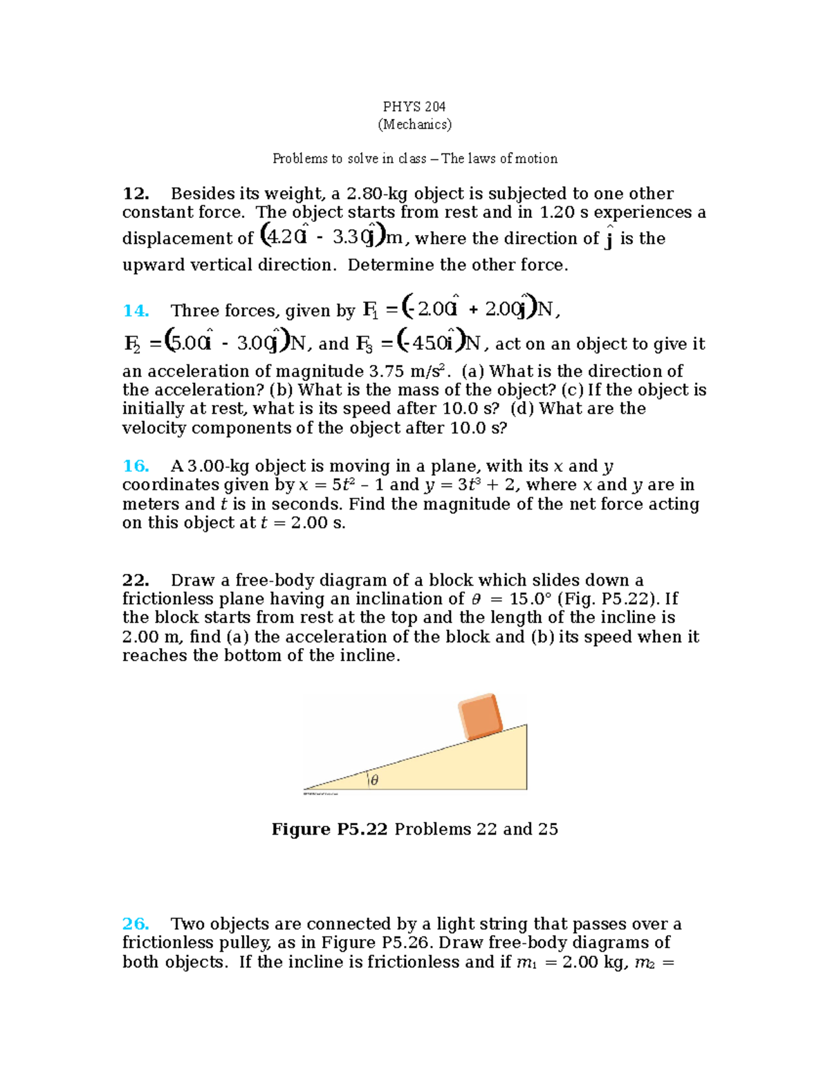 Chap05-PHYS 204-problems To Solve In Class-the-laws-of-motion - PHYS ...