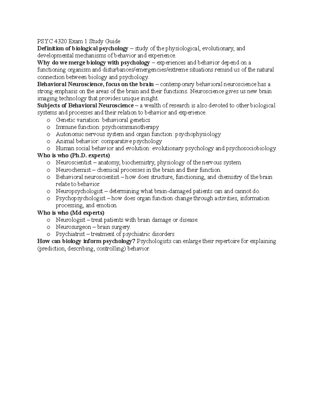 PSYC 4320 Exam 1 Study Guide - PSYC 4320 Exam 1 Study Guide Definition ...