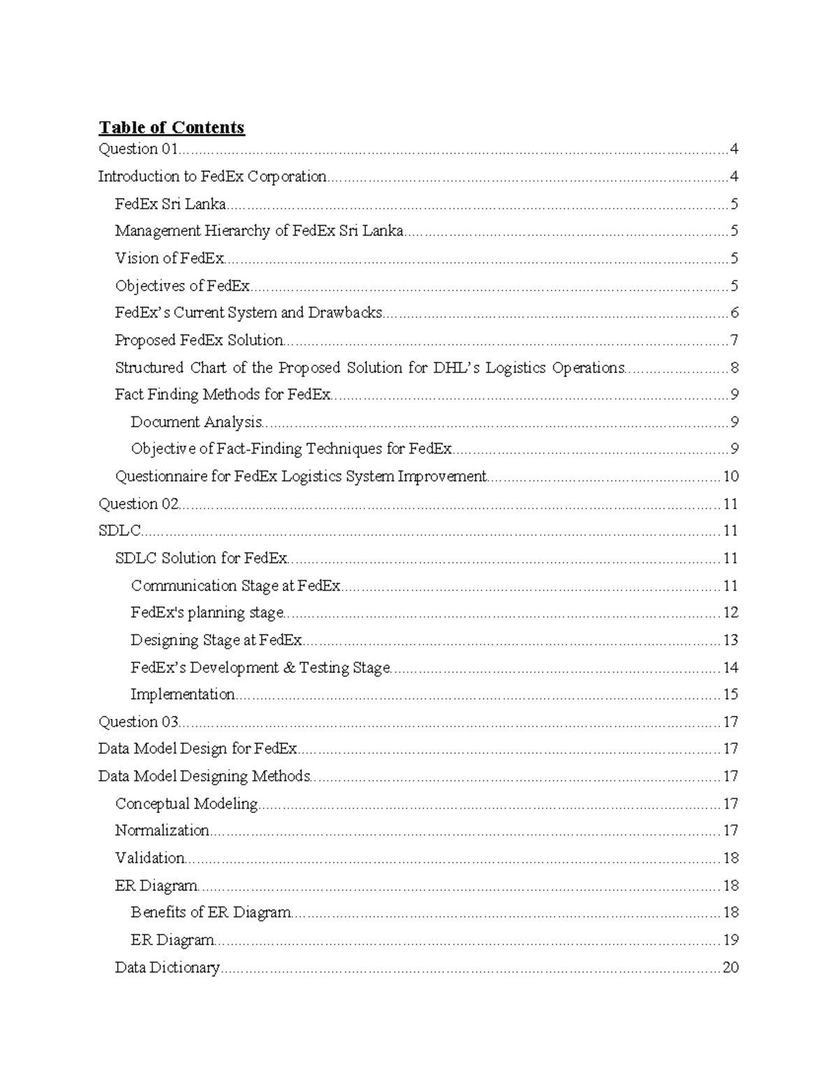 SAD progarming lecture notes - Table of Contents Question - Studocu
