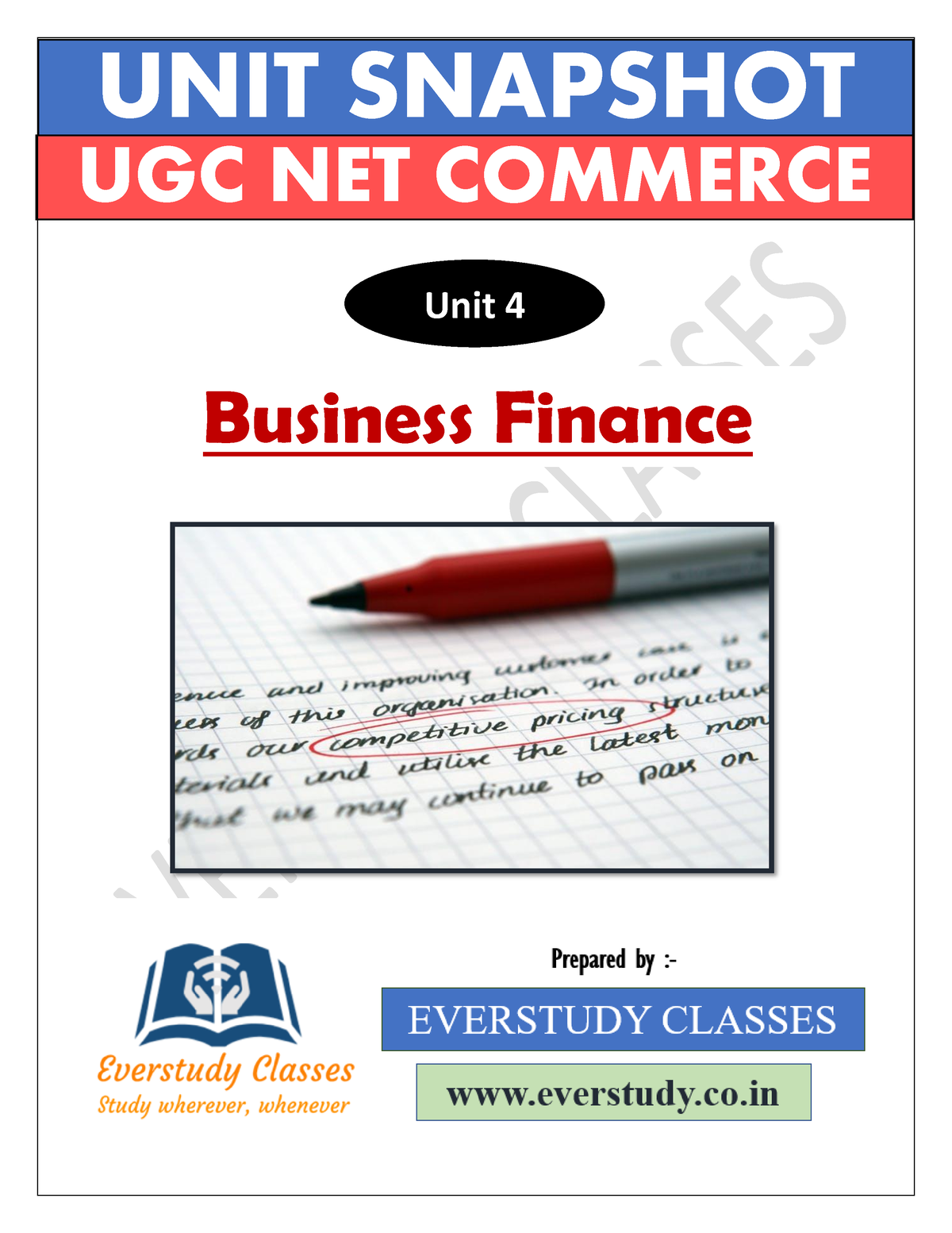 Business Finance - UNIT SNAPSHOT UGC NET COMMERCE Unit 4 Business ...