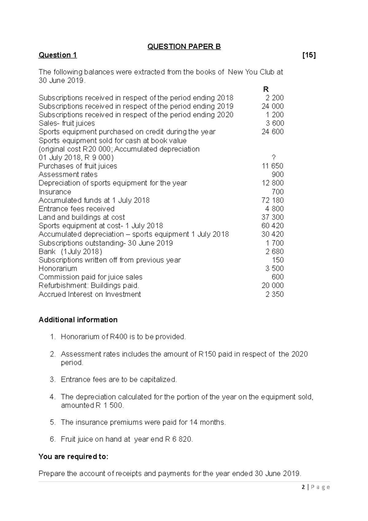 Question paper B QUESTION PAPER B Question 1 [15] The following