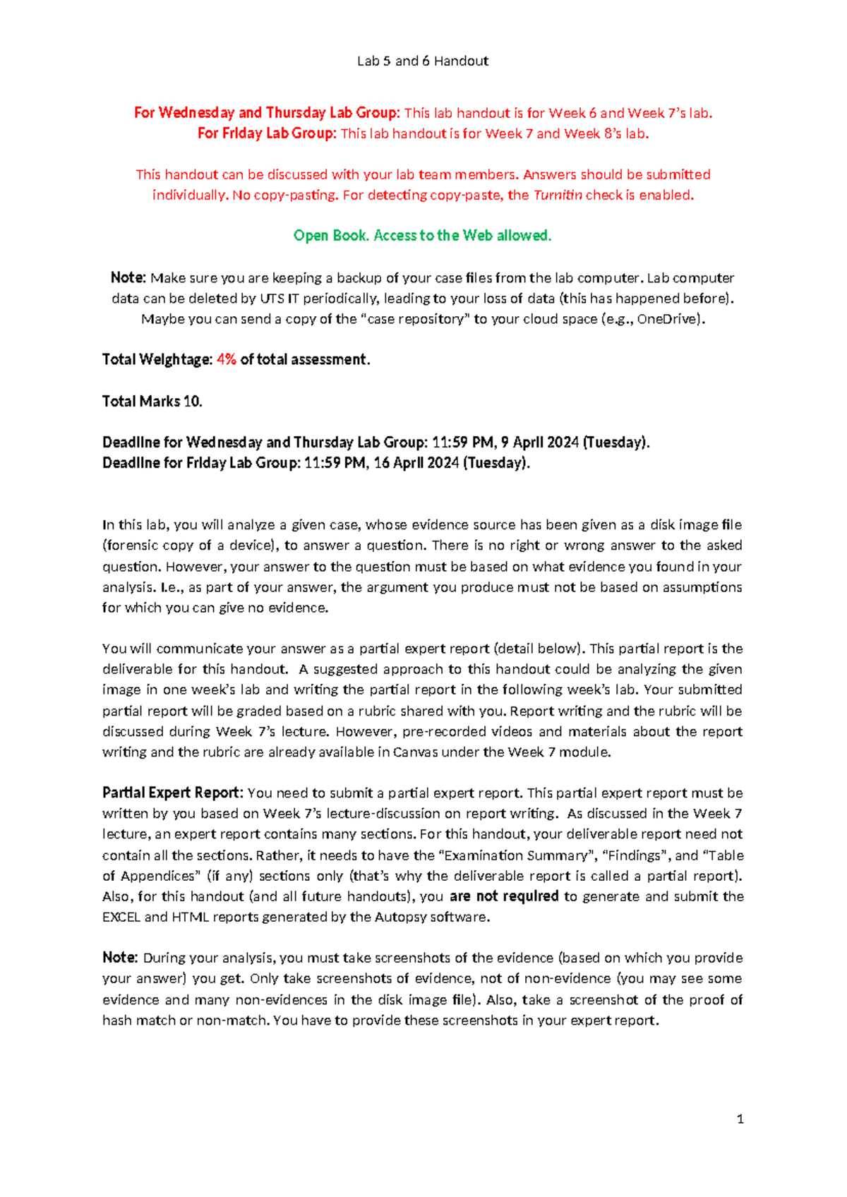 Lab 5 and 6 Handout-3 - Lab 5 and 6 Handout For Wednesday and Thursday ...