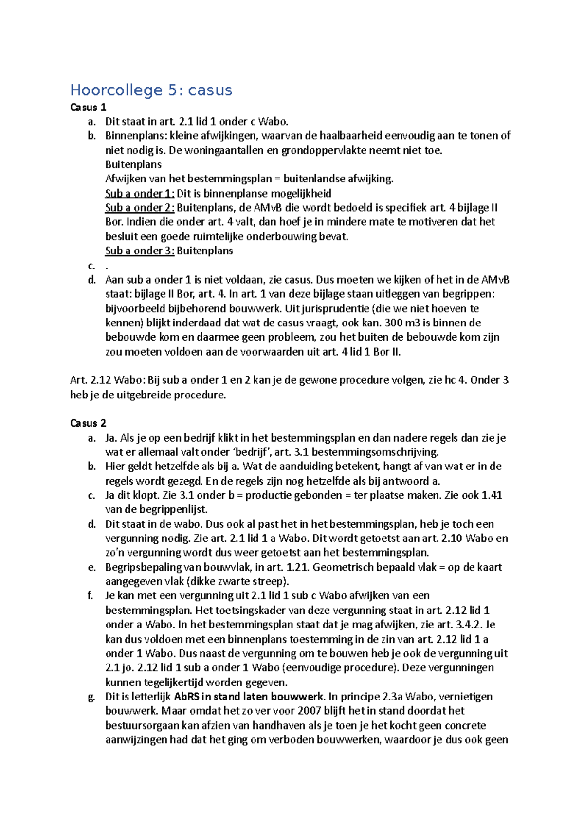 Hoorcollege 5 - Opdrachten Van Bestuursrecht Omtrent Bestemmingsplan In ...