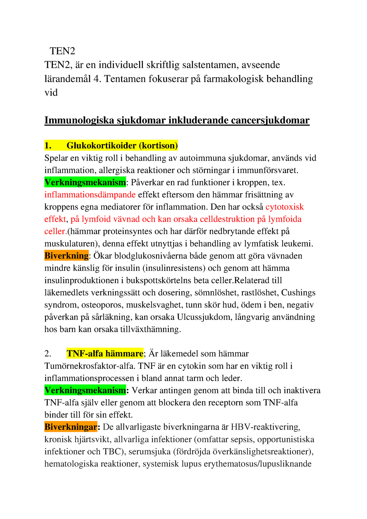 Farmakologi Bma202 - TEN TEN2, är En Individuell Skriftlig Salstentamen ...