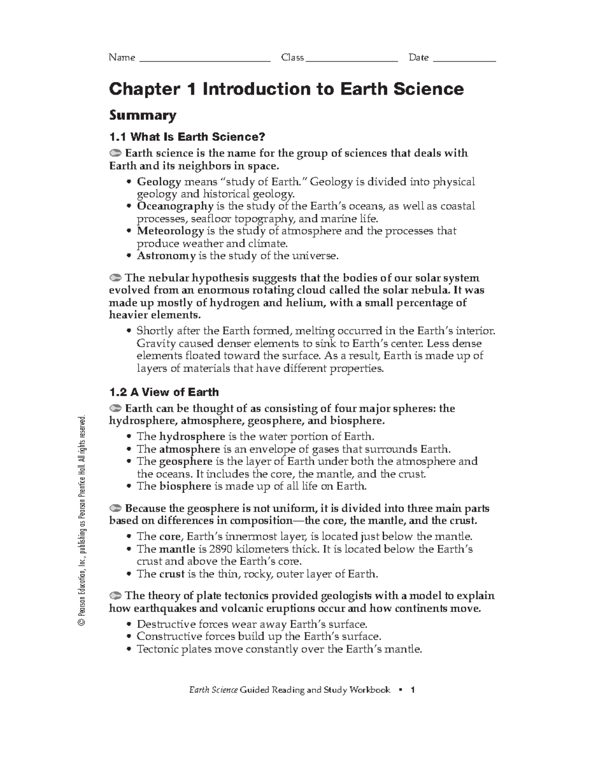 Earth Science Study Guide © Pearson Education, Inc., publishing as