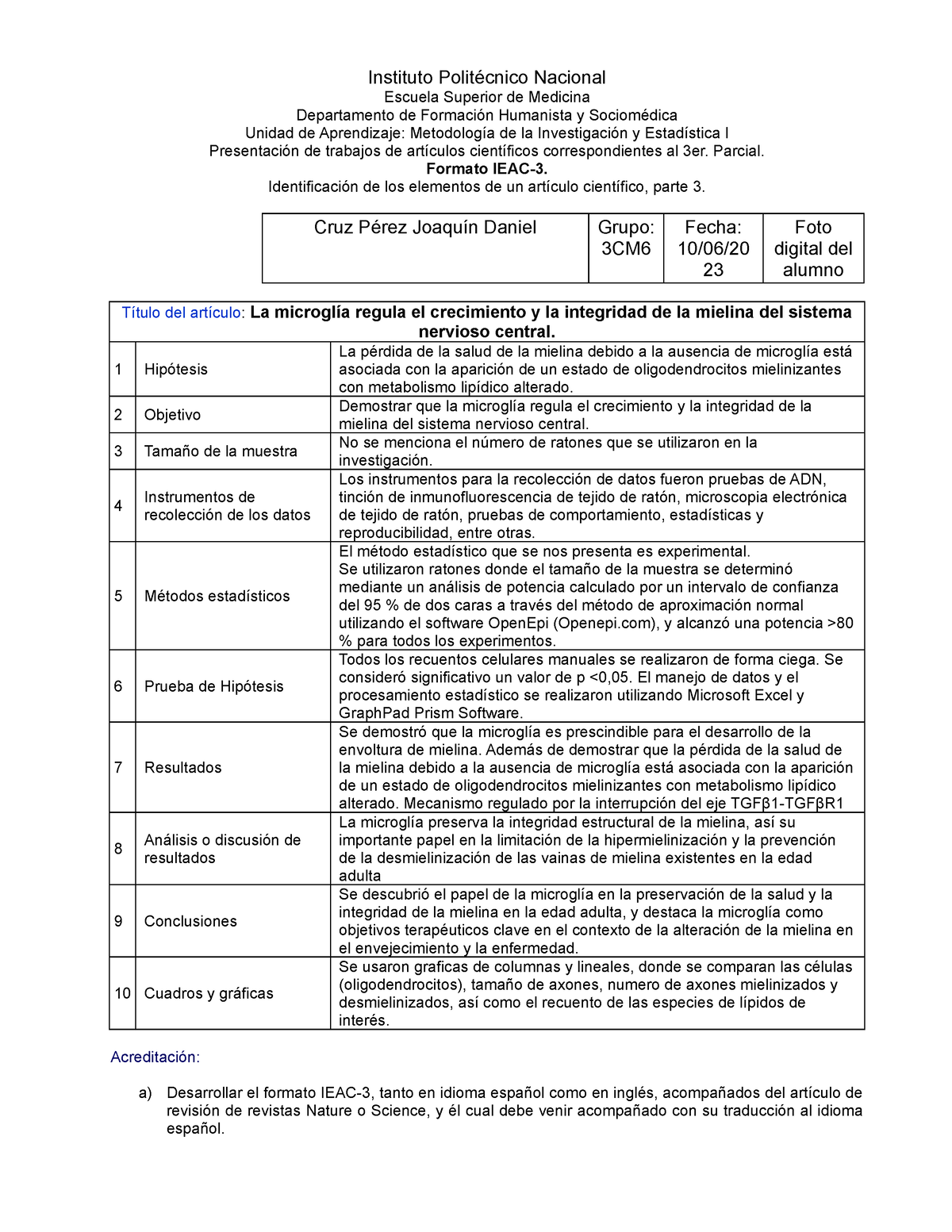 Formato Ieac 3 2023 Jdcp Instituto Politécnico Nacional Escuela Superior De Medicina 8416