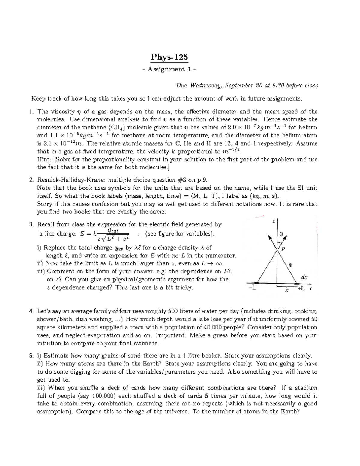 Assign-01 - homework - Phys- Assignment 1 - Due Wednesday, September 20 ...