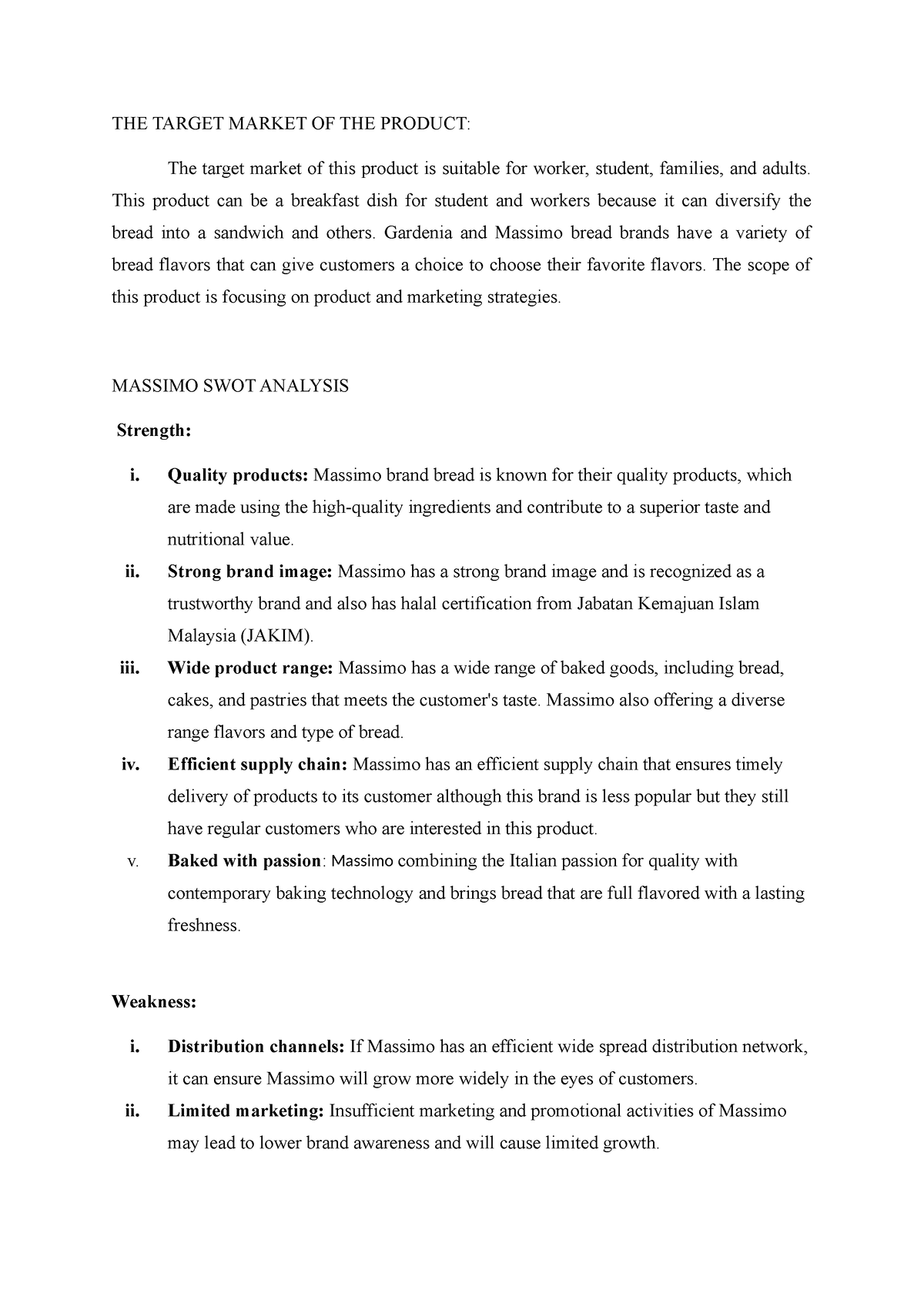 Massimo Swot Analysis - The Target Market Of The Product: The Target 