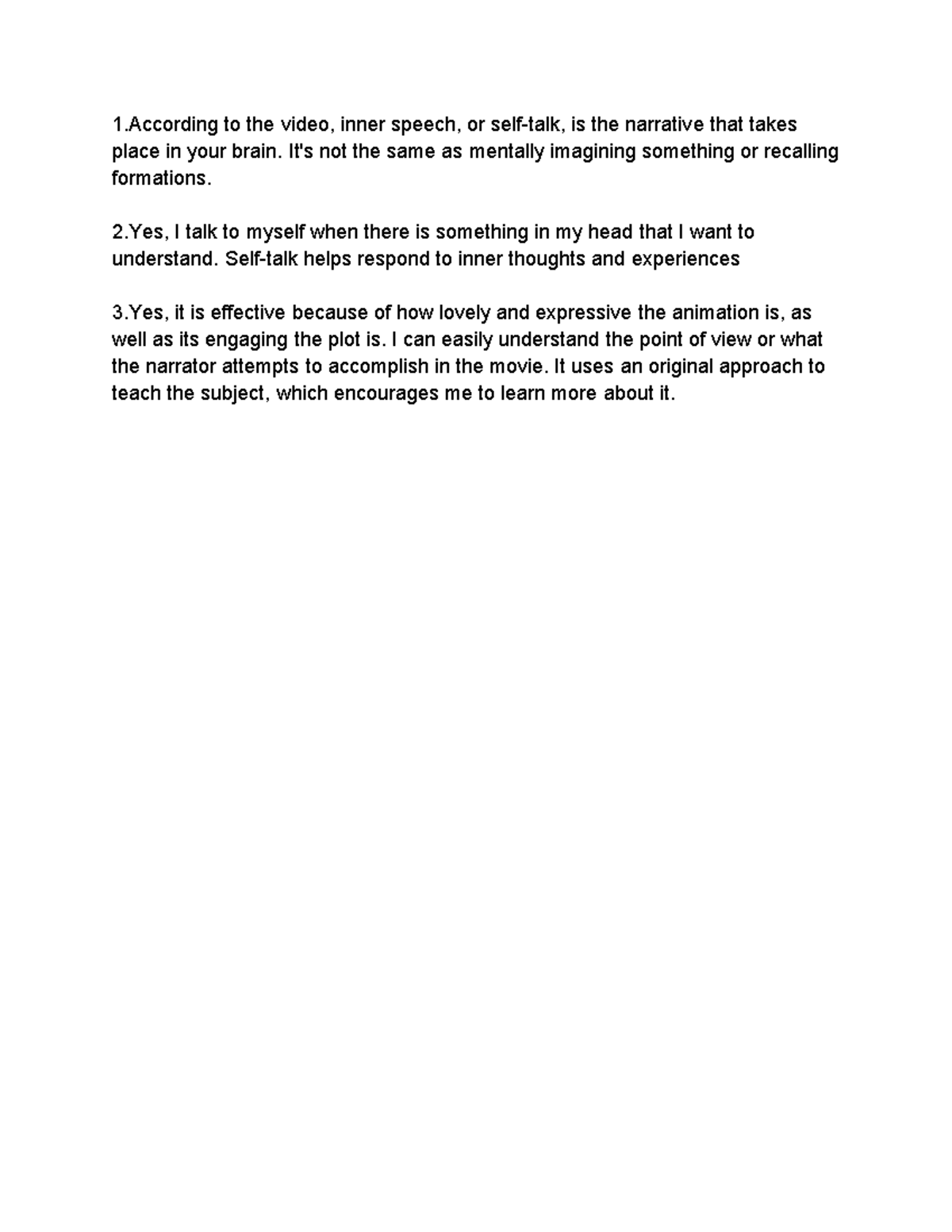 Purc - 1 to the video, inner speech, or self-talk, is the narrative ...