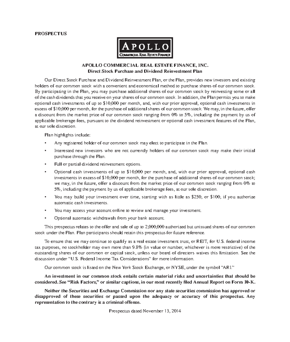 144179 Apollo Prospectus proof 1 PROSPECTUS APOLLO COMMERCIAL REAL