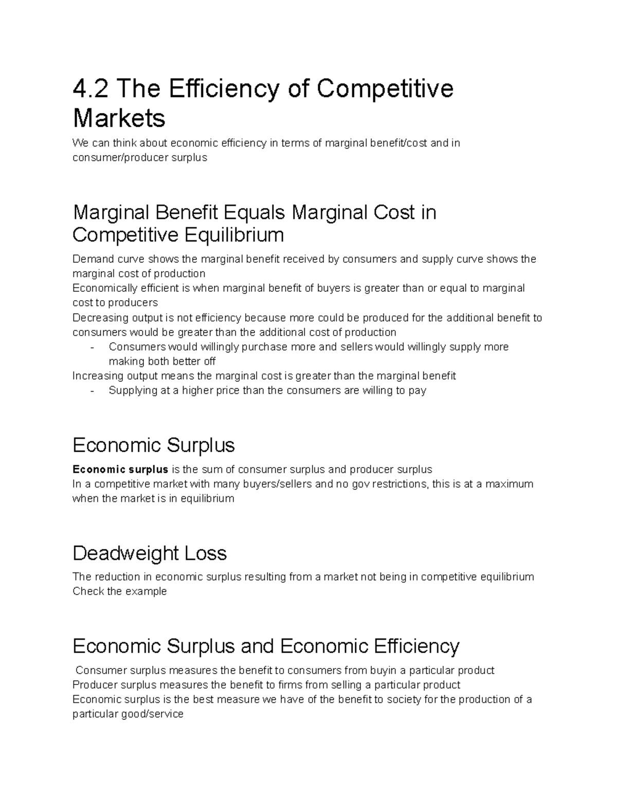 4.2 The Efficiency Of Competitive Markets - Studocu