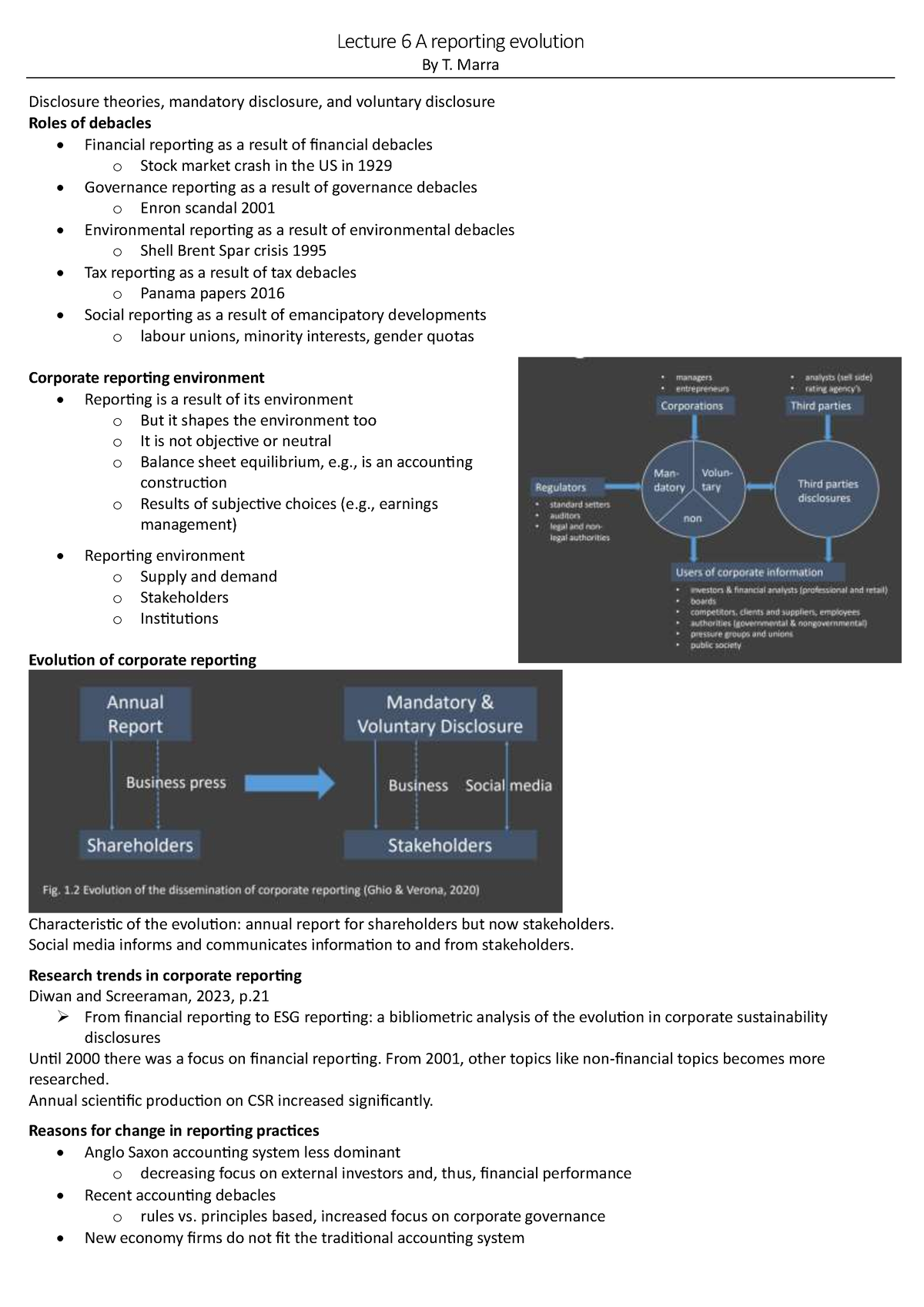 Lecture 6 A reporting evolution - Lecture 6 A reporting evolution By T ...