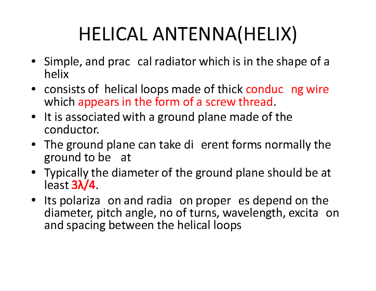 Helix - Simple, and pracƟ cal radiator which is in the shape of a helix ...