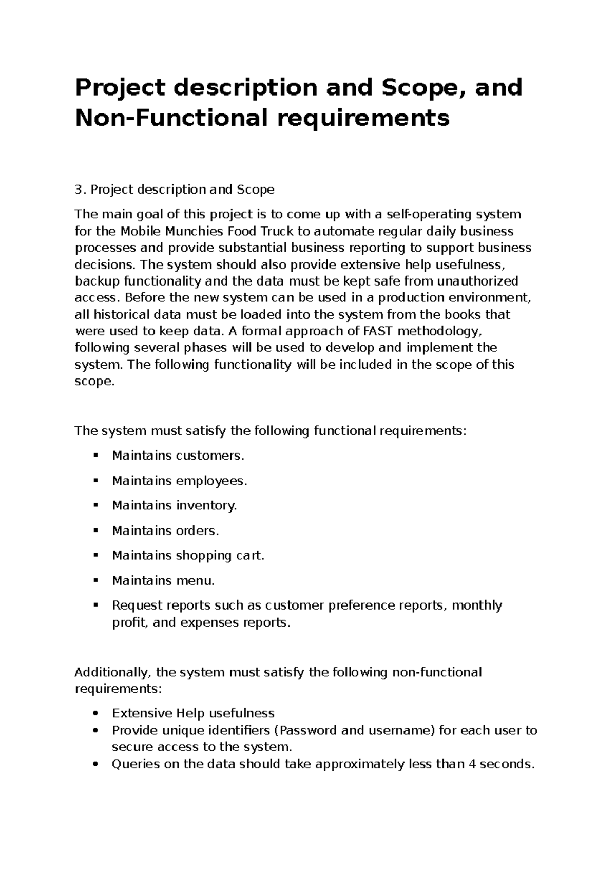 Project description & Non-functional requirements - Project description ...