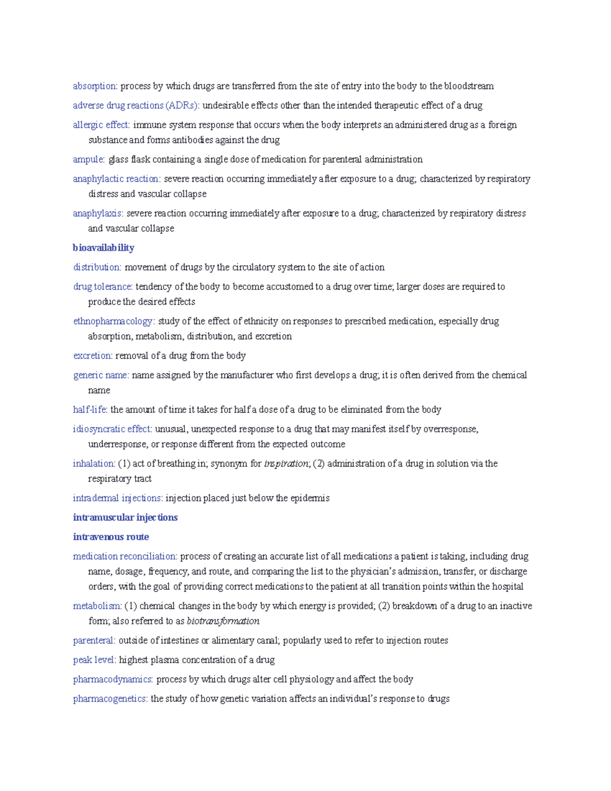 Absorption Notes absorption process by which drugs are transferred