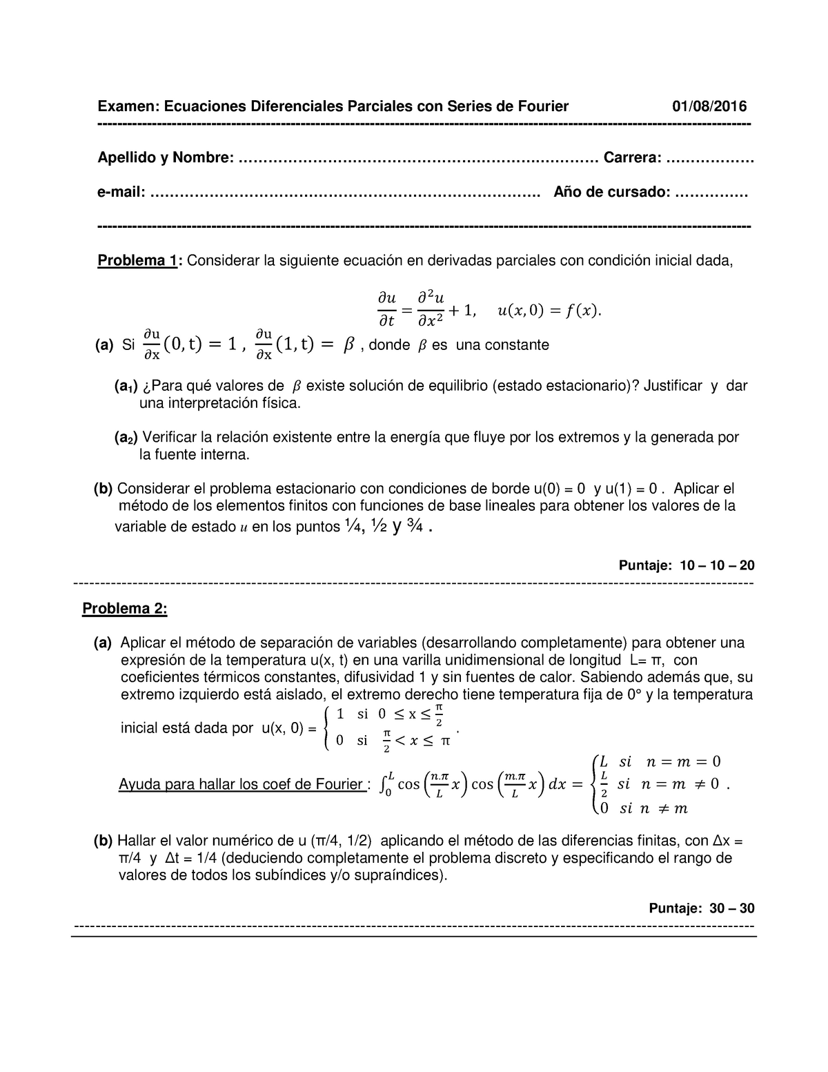 Examen 14 Preguntas Y Respuestas Examen Ecuaciones Diferenciales Parciales Studocu