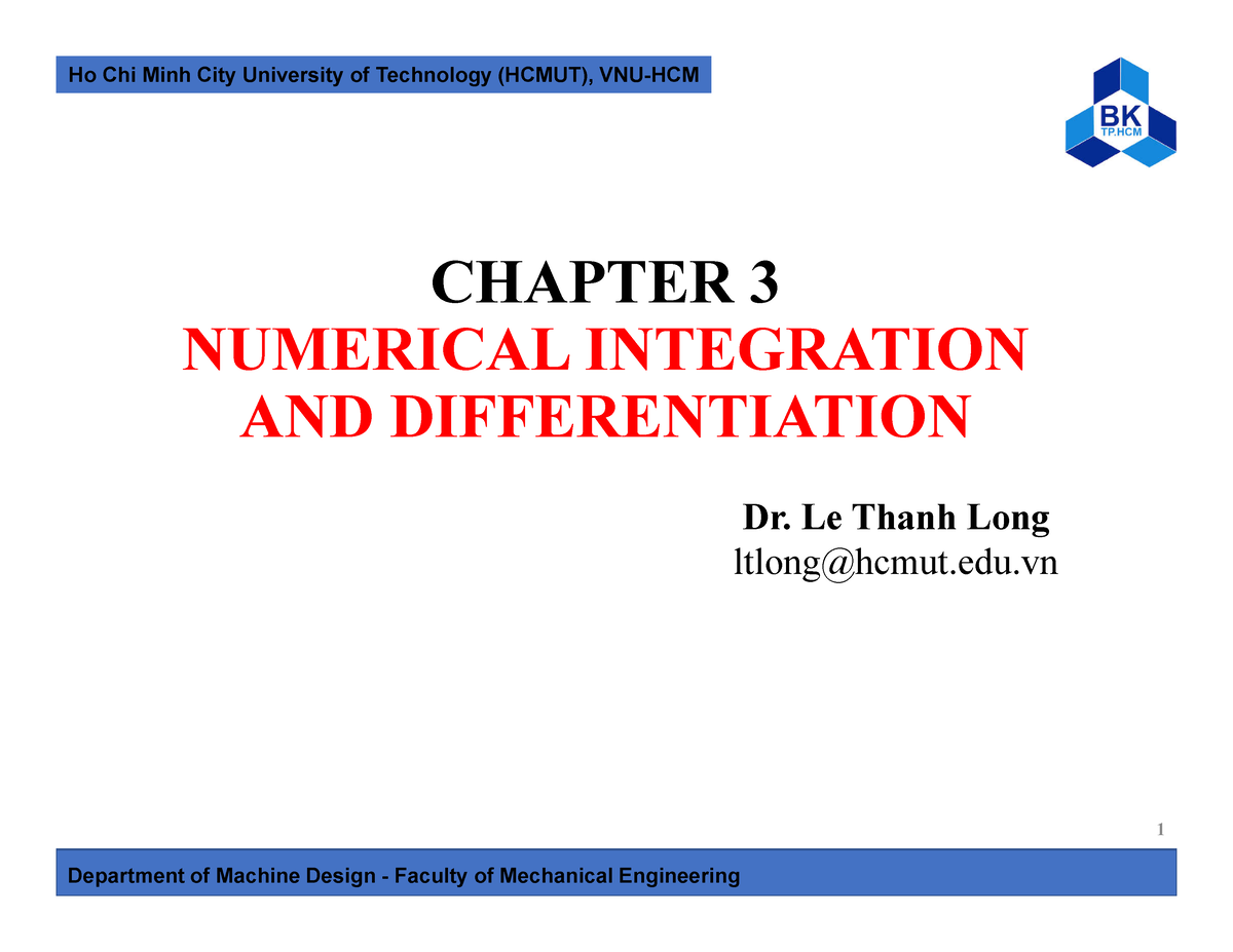 Chapter 3 Numerical Integration And Differentiation - CHAPTER 3 ...