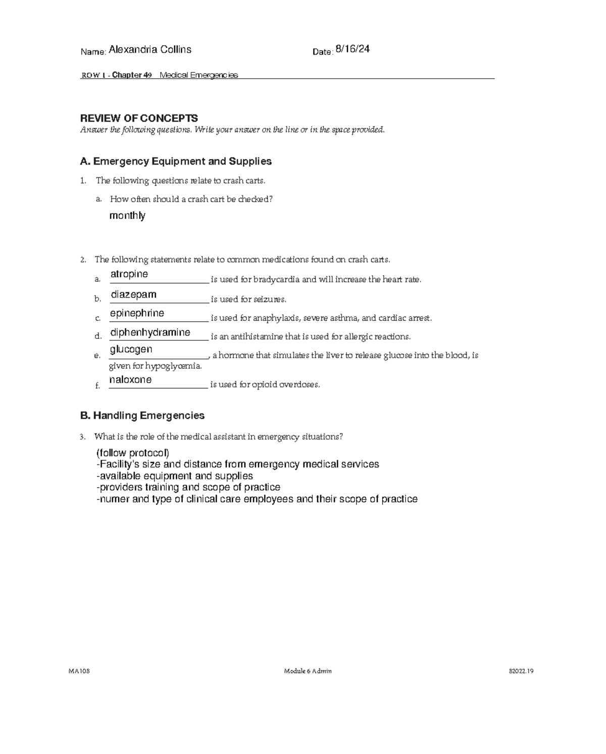 MA108 ROW 1 Chapter 49 - finish - ROW 1 - Chapter 4 9 Medical ...