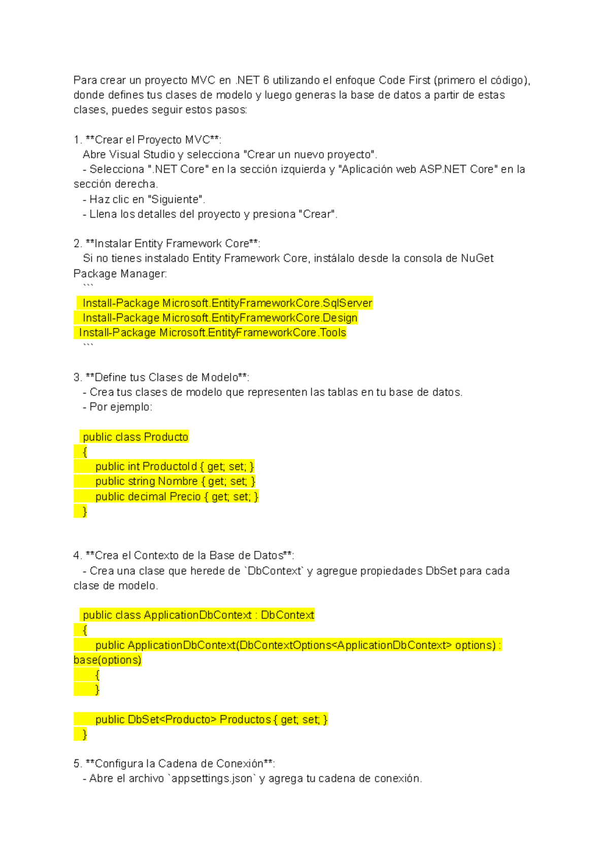 Code First EF core - Para crear un proyecto MVC en .NET 6 utilizando el ...