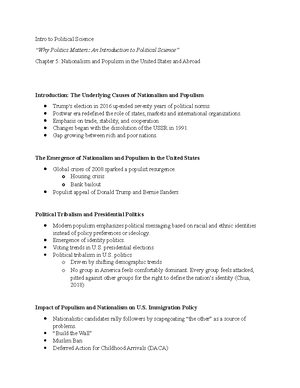 Intro to Political Science State of the Union Populism and Nationalism ...