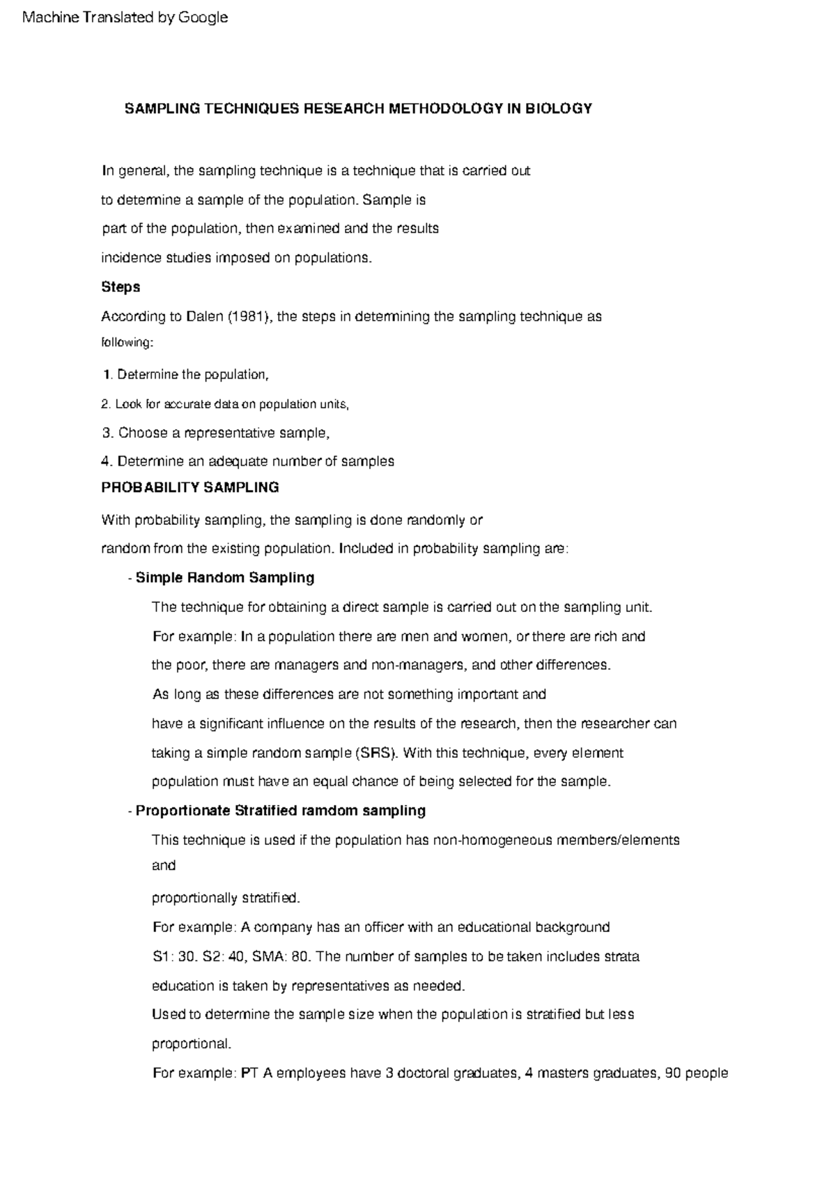 Sampling Techniques Research Methodology IN Biology - Simple Random ...