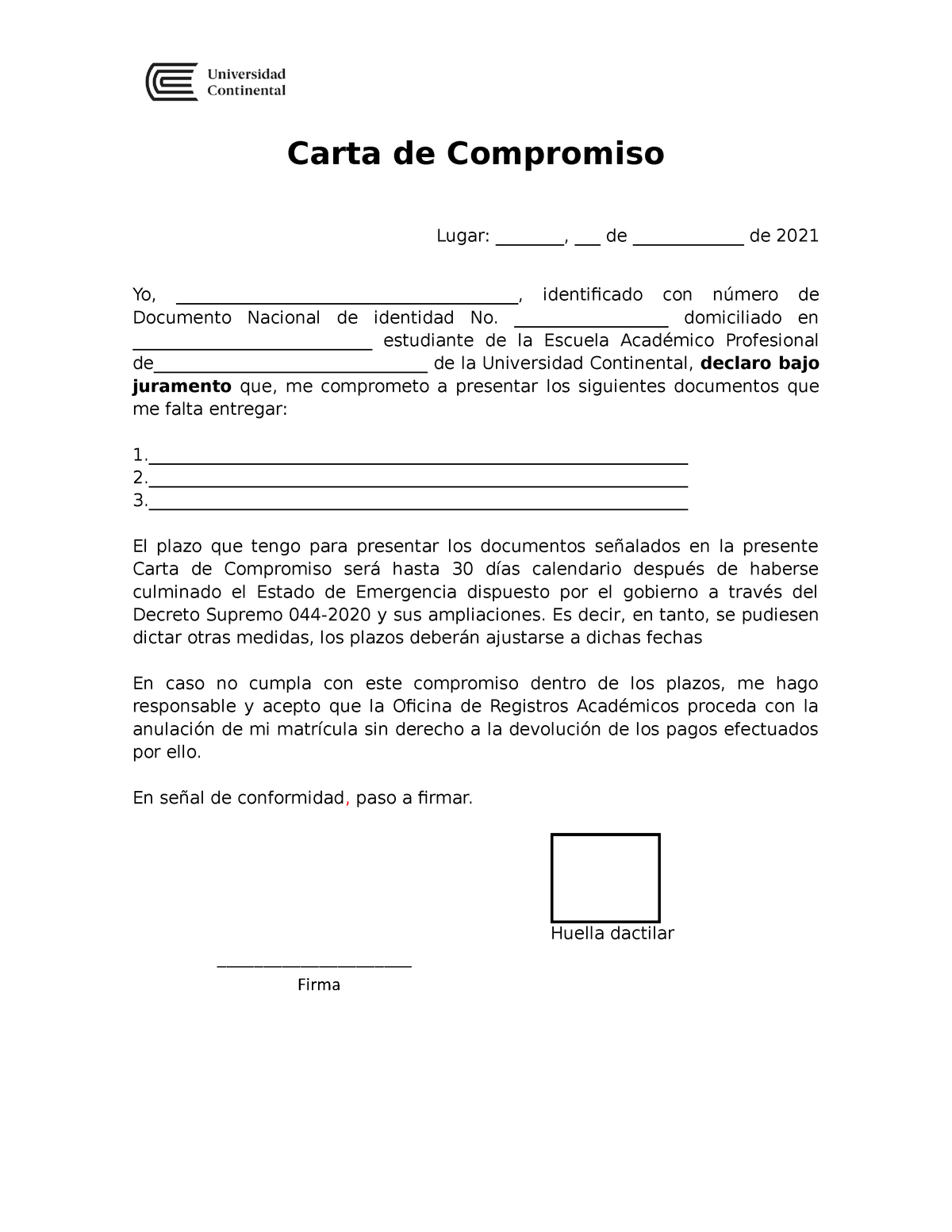Carta Compromiso Apuntes Documentos Carta De Compromiso Lugar De 4964