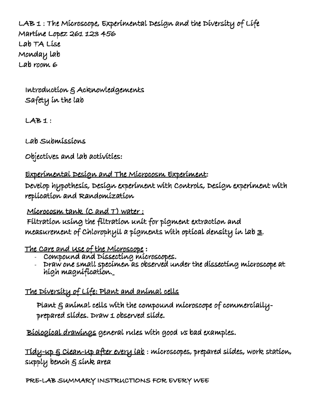 2023 111 Lab 1 Pre Lab Summary Example Lab 1 The Microscope Experimental Design And The 1888