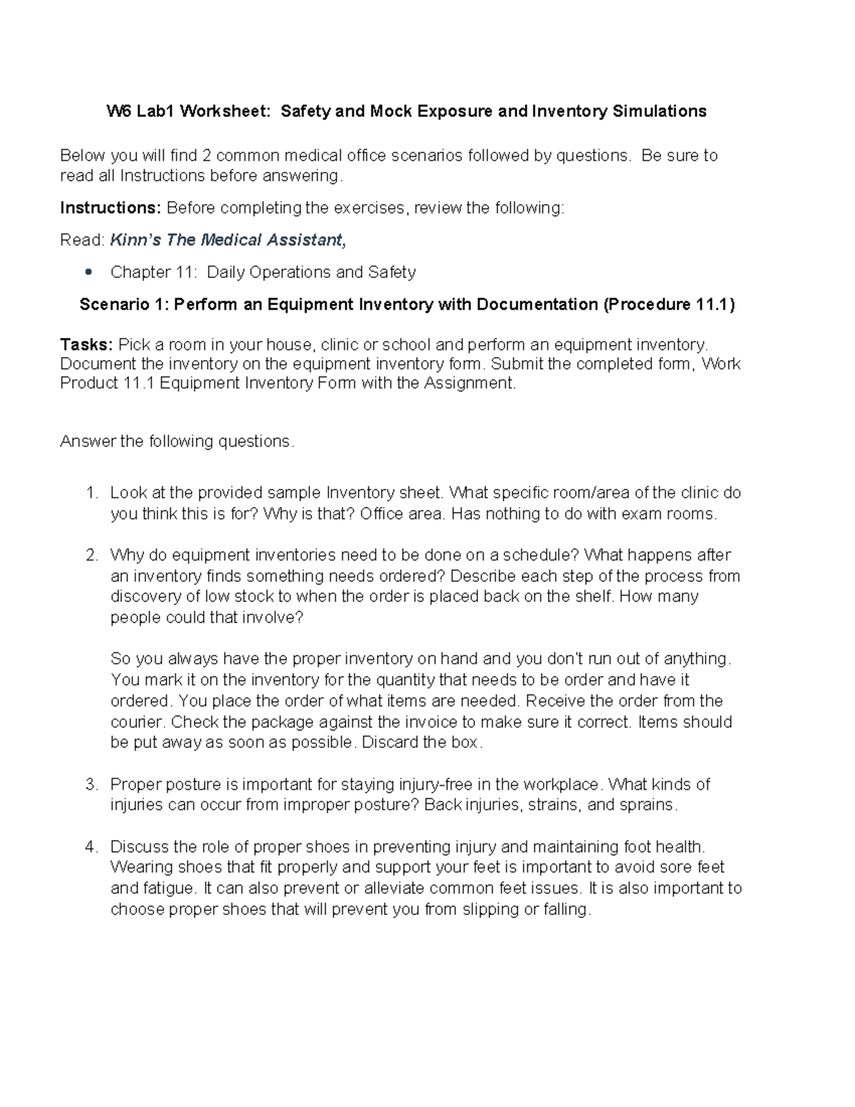 MOA110 W6 Lab 05102024 - W6 Lab1 Worksheet: Safety And Mock Exposure ...