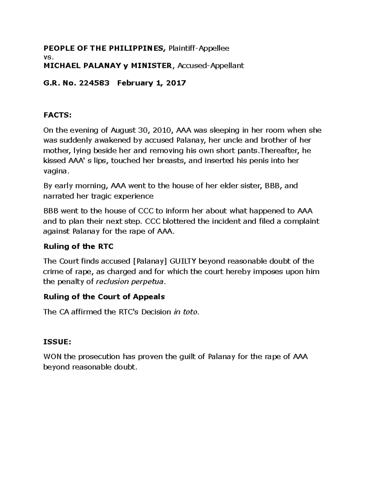 People OF THE Philippines - PEOPLE OF THE PHILIPPINES, Plaintiff ...