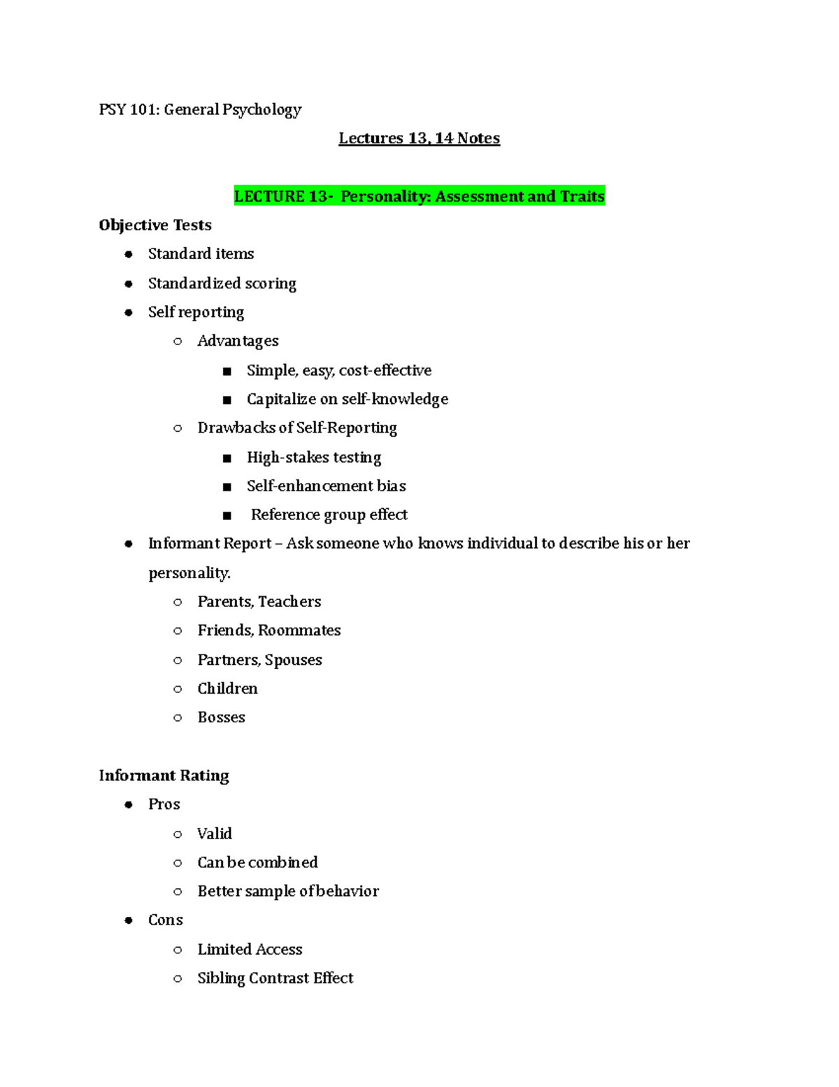 unit-one-lecture-notes-from-psychology-101-intro-to-psych-101-chapter