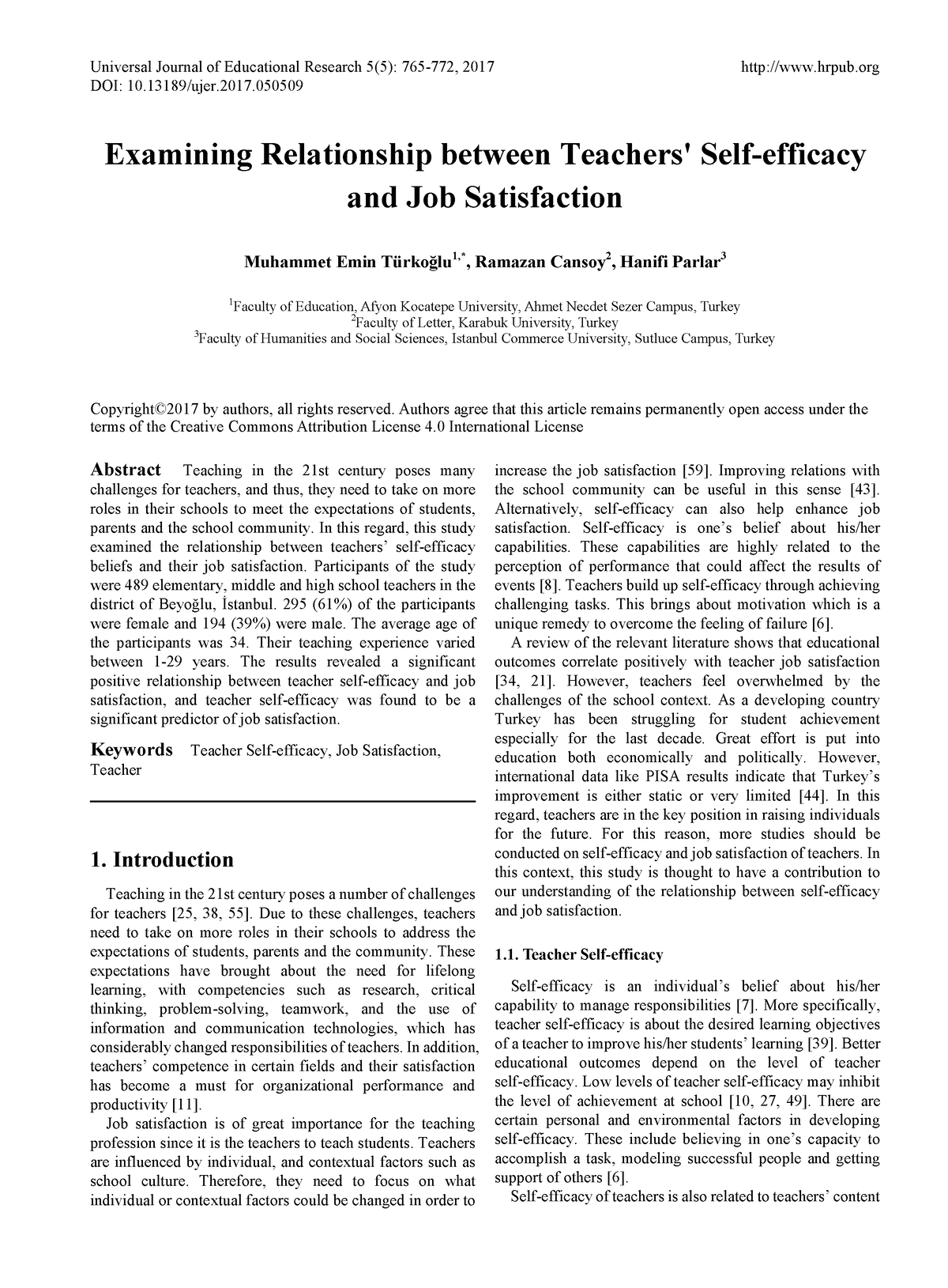 Se2 - None - Universal Journal Of Educational Research 5( 5): 765-772 ...