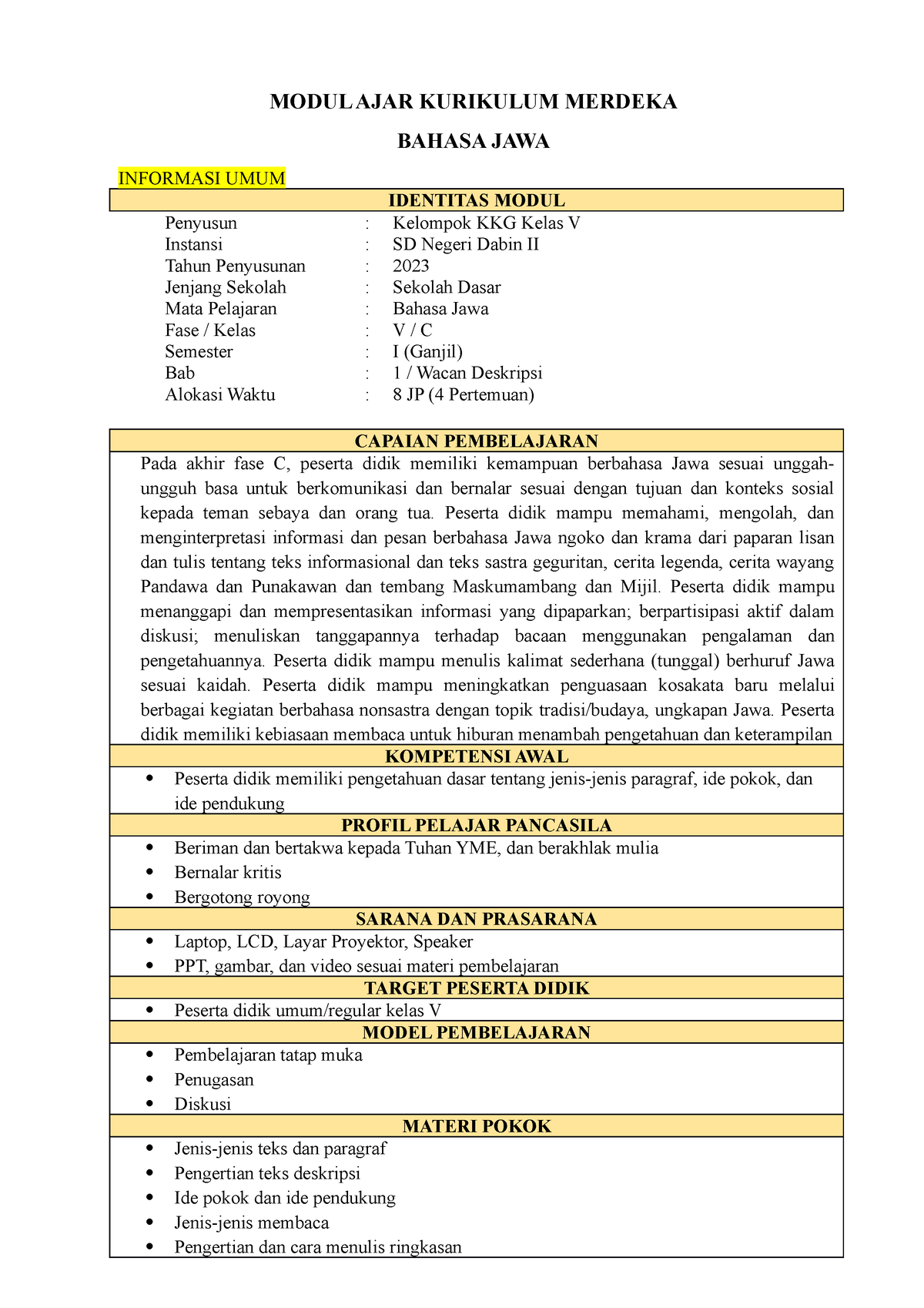 MA B. JAWA BAB 1 PER 1-4 - MODUL AJAR KURIKULUM MERDEKA BAHASA JAWA ...