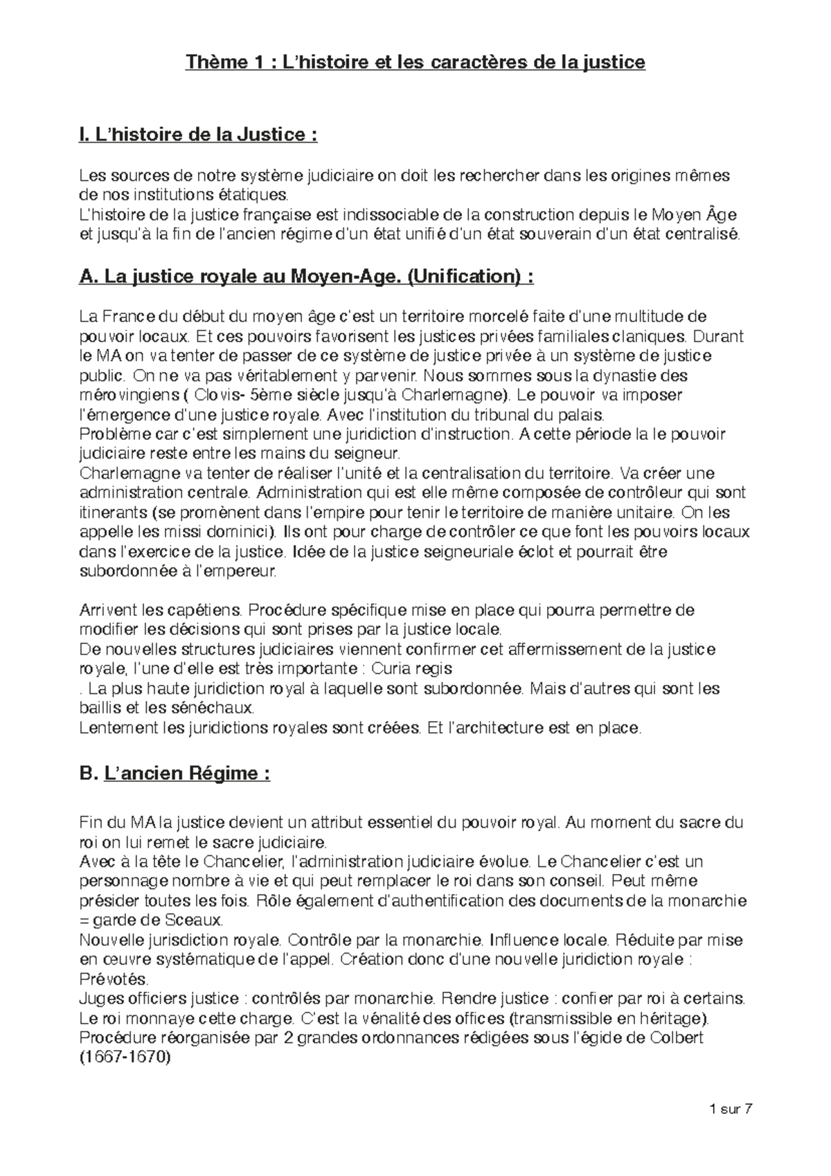 Cours De Théorie Générale De La Justice Thème 1 : L'histoire Et Les ...