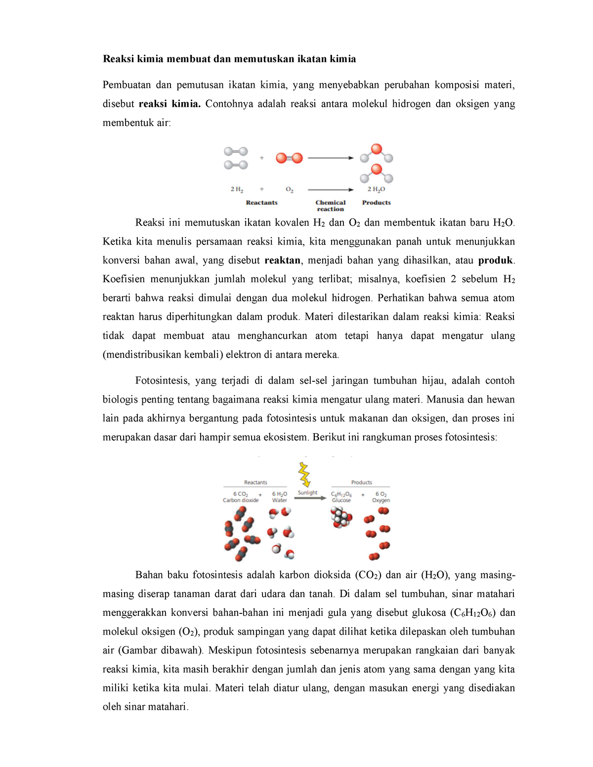 Reaksi Kimia Membuat Dan Memutuskan Ikatan Kimia Fotosistesis Reaksi